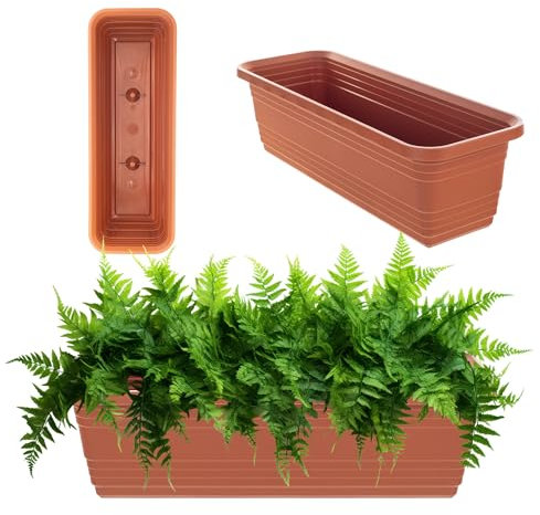 KADAX Jardinière de balcon en plastique résistant aux intempéries, jardinière de balustrade pour la culture de fleurs, d'herbes et de plantes (rouge brique, 50 cm), K9971