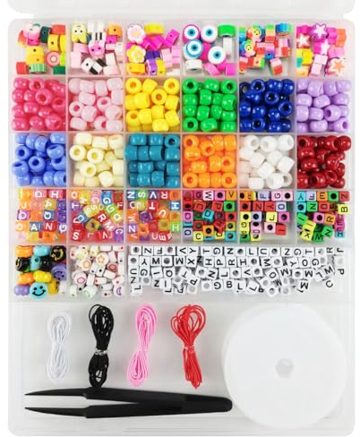 Cragmut 800 Pièces Coffret de Perle pour Bracelet Enfant Kit, DIY Perles Bijoux Enfant, Friendship Bracelet Perles à Breloques, pour Fabrication de Bijoux DIY, Bracelets D'amitié
