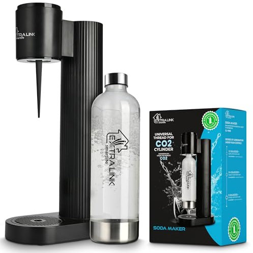 Extralink Máquina para hacer agua con gas Smart Life con botella 1L PET, tamaño compacto, carbonatación de ligera a alta, maquina agua con gas, práctica y elegante, compatible con las botellas de CO2