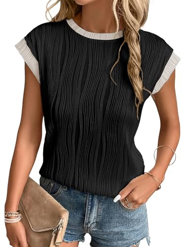 Gemulate Plus Size smart Tops for Women Casual Round Neck Dressy Ladies Tops Blouses Tees Womens Shirt Tunic Clothes T Black White XXL