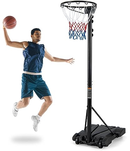 COSTWAY Canasta Baloncesto Exterior, Altura Ajustable de 3 Niveles, 2,6 a 3,5 m, Móvil con Ruedas, Aro de Baloncesto para Niños Adultos, Interior y Exterior