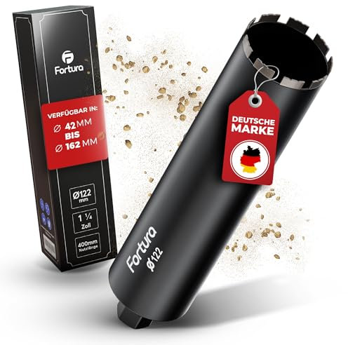 Fortura® Foret à Carotter Ø 42-162 mm / Longueur 400 mm / 1 ¼ (Ø122 x 400 mm) - Couronne de Forage Diamantée