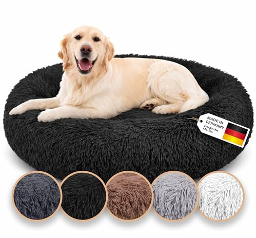 Belune® Hundebett [mit waschbarem Bezug] - Das Original - [S, 100cm, Schwarz] Hundekorb, Katzenbett, Hundekörbchen, Dog Bed, Flauschiges Hundebett für große, mittelgroße & kleine Hunde