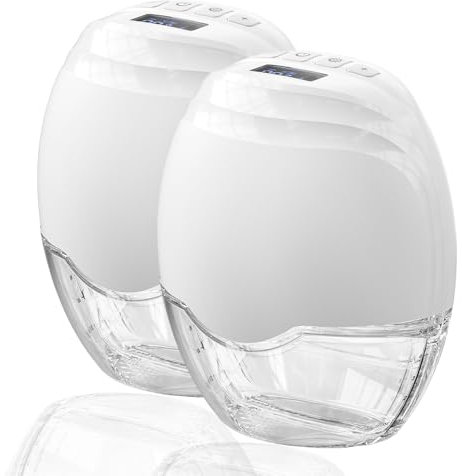 Milchpumpe Elektrisch,Milchpumpe Handsfree,Tragbare Tragbare Milchpumpe Doppelt Abgedichteter Flansch mit 3 Modi und 8 Stufe,Starke Saugkraft, Leck-Design,Inklusive 19/21/24/27/mm Flansch(2PCS, Weiß)