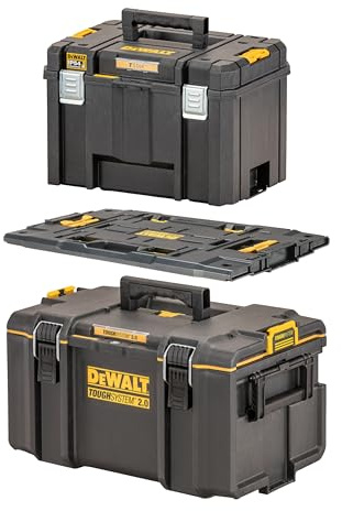 DEWALT ToughSystem-zu-TSTAK-Adapter-Bundle mit TSTAK Deep Box, TOUGHSYSTEM 2.0 Mid Box und TSTAK Adapterplatte, DWST08017-9