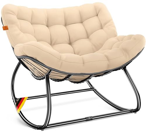 KESSER® Schaukelstuhl für drinnen & draußen ergonomischer Schaukelsessel | maximale Belastung von 120kg Relaxsessel mit Rutschfesten Füßen, Witterungsbeständig