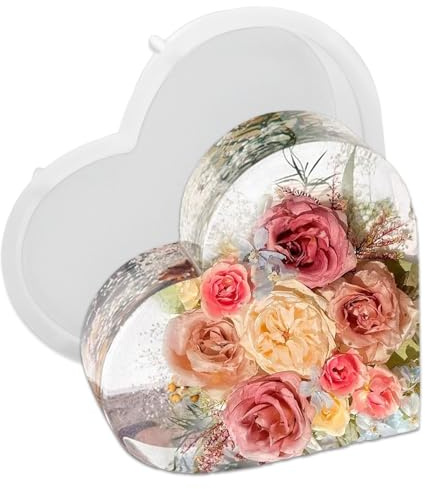 TOKSEO Moldes de Resina epoxi Grandes, en Forma de corazón, Molde de Silicona, Molde de Silicona Grande, moldes de Resina para Principiantes, moldes de Silicona epoxi para Bricolaje y Flores Selladas