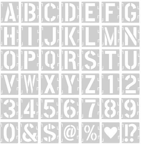42 Pezzi Stencil Letter e Numeri de Riutilizzabili Stencil Lettere Alfabeto Grandi Plastica ad Incastro per Pittura Scrapbooking Cartelli di Legno Artigianato Accessori Fai da Te (6 pollici)