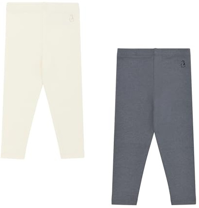 Konny Baby Pants Modal Ultra-Soft Leggings 2P-Set | Stylish & Comfortable Baby Girl Boy Clothes - Cream/Charcoal (3-4Y)