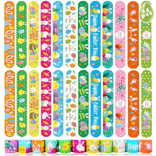 Viicoor 24 pulseras Slap para niños, accesorios de fiesta (Easter-24P)