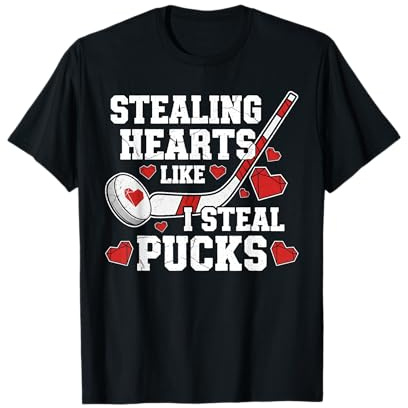 Stealing Hearts Like I Steal Pucks Valentine's Day Hockey T-Shirt