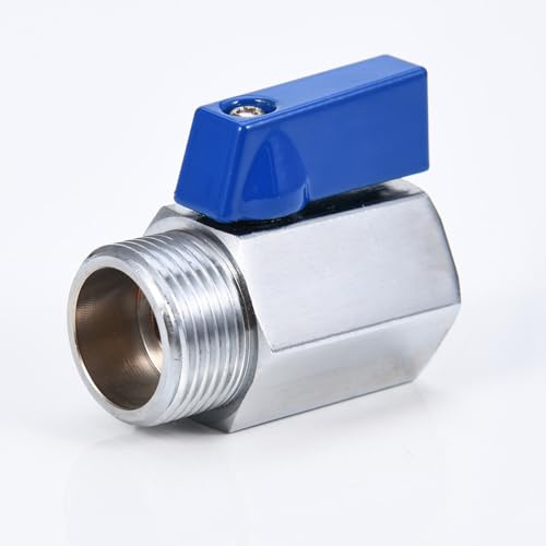 3/4 Inch Threaded Shut Off Valve for Water Pipe, Chrome Plated Brass Ball Valve 3/4 Inch Male x Female BSP Thread Pipe Fitting(Blue)