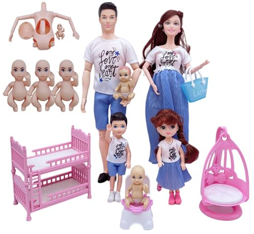 Porgeel Casa delle Bambole Simulazione educativa Bambola Incinta con Bambino nella Pancia Fai Finta di Giocare a Una casa delle Bambole in Famiglia per Bambine