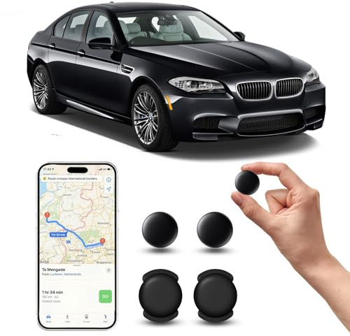 GPS Tracker per Auto, Magnetico Nascosto Localizzatore Gps Senza SIM senza abbonamento, Auto Localizzatore Compatibile con Apple Find My App(IOS) per Bambini, Animali Domestici (2 nero)