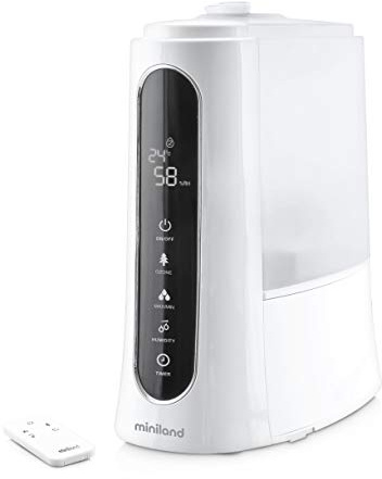 Miniland Humitouch Pure - Humidificador Ultrasónico Programable, com Ozonizador y Aromaterapia, más de 50 Horas de Autonomía, Capacidad 5L