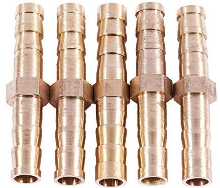 Senmubery 5 Stueck Goldton Messing Gerade Schlauchverbinder Joiner