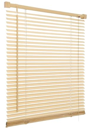 PVC Venetian Blind Blinds Easy Fit Curtains Trimmable Fittings Windows Treatment Shutters Twist Open Close (Ivory/Cream, 105x150)