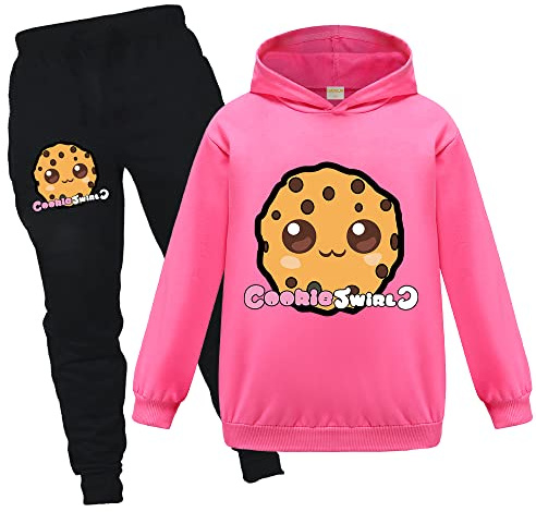 OAIXIUR Cookie Swirl C Kids Hoodie and Pants for Boys and Girls Sport Tracksuit Aged 3-13 (Deep Pink,11-12 Years,11 Years,12 Years)