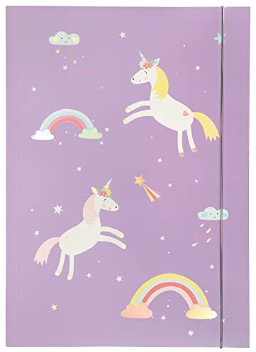 folia 69013 - Sammelmappe A3 Hot Foil Magic Unicorns, aus stabilem Karton mit Gummiband