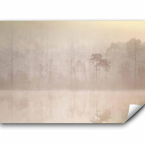murando Fototapete Premium-Vlies Wald 400x280cm Foto Tapete Schlafzimmer Wohnzimmer Moderne Vliestapete XXL Wandtapete Motivtapeten Bildtapete 3d Effekt Wand Dekoration Bäume Natur Nebel wie gemalt