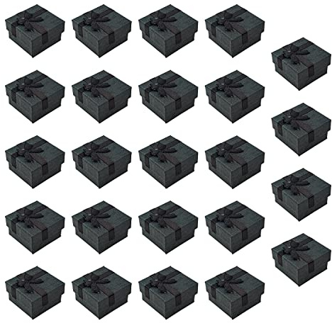 JYNHOOR 24PCS Ring Box for Wedding Ceremony - jewelry gift boxes Ring earrings pendant box Engagement ring box (black)