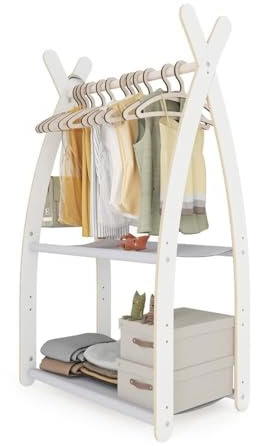 MAMOI® Armadio per Bambini in Legno 95x106x32cm / 53x95x32cm | Appendiabiti bambini da terra | Porta abiti | Guarderoba bambini per la cameretta | Armadio | 100% ECO | Prodotto nell'UE