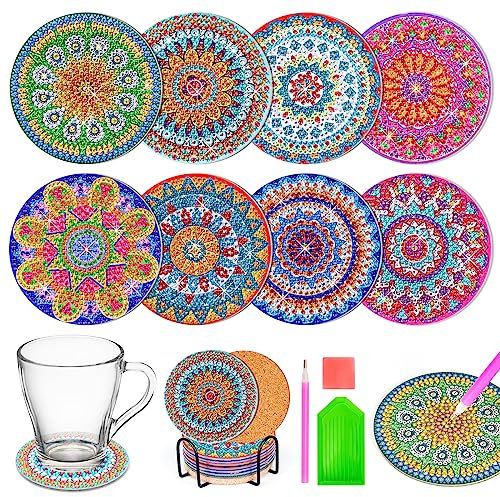 Bastelset Geschenk Kinder Mädchen 8 9 10 11 12 Jahre, Untersetzer Diamond Painting Bastelset Mädchen 7 8 9 10 11 12 Jahre, Diamant Geschenke für Teenager Mädchen 7-12 jährige Kindergeburtstag Basteln