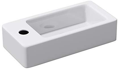 doporro Lavabo Vasque à Suspendre à Monter au Mur Salle de Bains Petit Lave-Mains pour WC en Céramique Design Bruxelles3053R 37,5x18x8,8cm