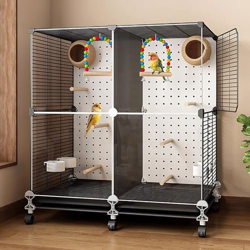 WXXSHGDW Grande Cage Oiseau, Cage Perroquet, Cage Canari, Cage Perruche avec Roues, Nichoir, Poteau Debout, Plateau, Balançoire, pour Petits Oiseaux comme Les Perroquets Conure Lovebird Cockatiel