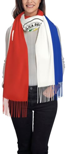 XZDAL Bufanda de poliéster suave con flecos de bandera de Paraguay para calidez y comodidad en invierno, Negro, Talla única