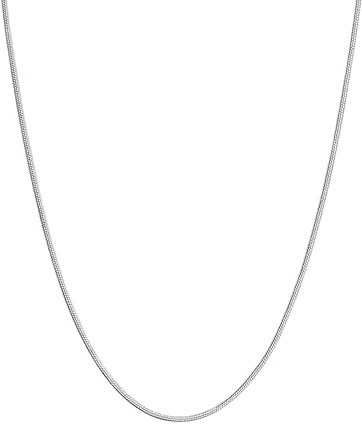 FOCALOOK 1.2mm Cadena Serpiente Redonda Mujer Acero Inoxidable 316L Collar Fino 20 Pulgadas para Colgante Joyería Básica Simple