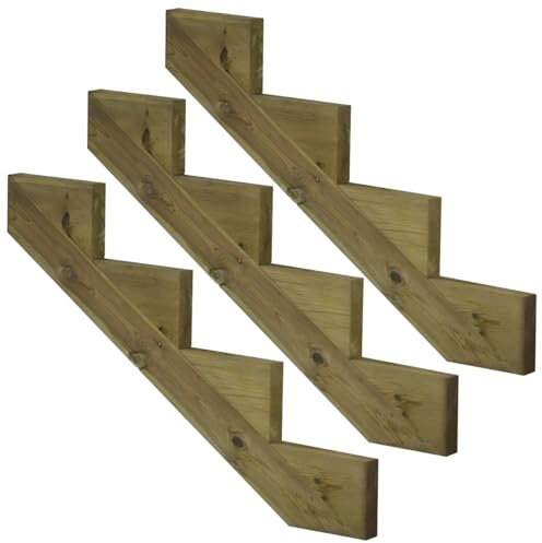Vinuovo - 3er Set Treppenwange 4 Stufen aus KDI Holz für Gartentreppen-Höhe 68cm - Tiefe 100cm