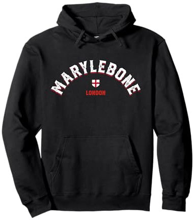Marylebone Londres - Barrio Viajes Diseño Retro Inglaterra Sudadera con Capucha