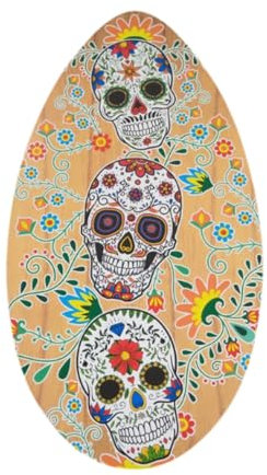 F Fityle Skeleton Imprimé Skimboard Surf 30 Eau Peu Profonde Porte de Surf Portable Lightweight Board en Bois pour débutants pour Les débutants