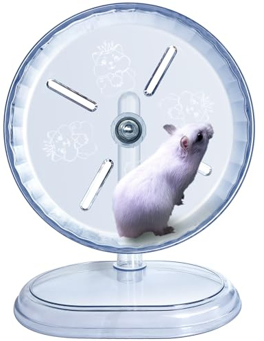 Roue silencieuse pour hamster - Super silencieuse - Roue d'exercice pour hamster - Support réglable - Pour souris et petits animaux (blanc, diamètre : 18 cm)