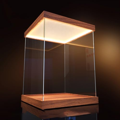 Boite Acrylique Vitrine Cubique avec Éclairage Intégré, Caissons de Présentation en Acrylique de 20, 25, 30, 40, 50, 60 et 70cm de Hauteur, Vitrine à Monter Soi-même à Haute Transmission(L35xW35xH50cm