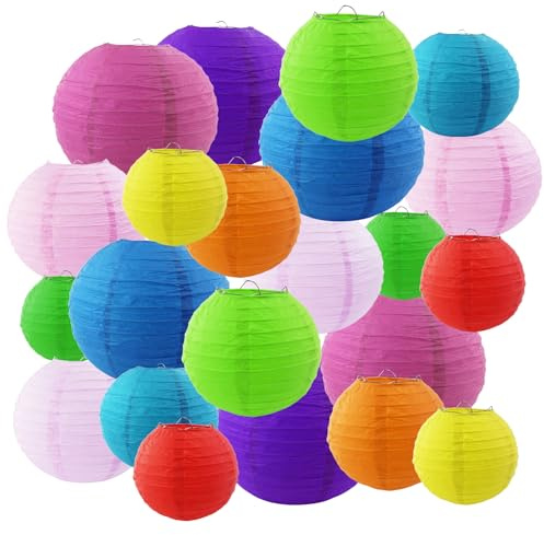 22Pz Lanterne Carta Colore 30/25/20/15/10cm,Lanterna Cinesi Carta,Wedding Lantern Per Vacanze,Feste,Compleanni,Feste In Giardino,Baby Shower,Decorazione Per Interni Ed Esterni