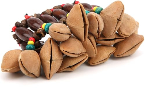 Bamjour Tambor Africano, Cáscara de Nuez Pulsera de Tambor Africano con su Estilo Artístico Sonajero de Semillas Campana de Mano Pequeña para Músicos y Se Puede Regalar a Amantes de la Música,