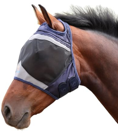 Shires FlyGuard Pro - Maschera antimosche a maglia fine con foro per le orecchie, taglia pannocchia, leggera e traspirante, protezione contro mosche e insetti, vestibilità sicura e comoda per scendere