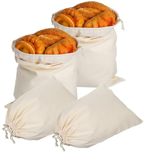 APLZGMG 2 Pcs Reusable Linen Bread Bag, 11 x 15.7 in Cloth Bread Bags, Cotton Drawstring Bags, Muslin Bag for Fresh Breads Vegetables Potatoes Onions Produce Storage