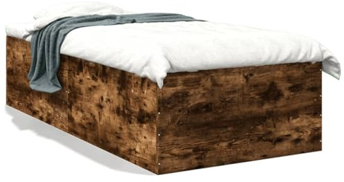 Emmtore Estructura de Cama Madera de ingeniería Roble Ahumado 90x190 cm, Cama de palets