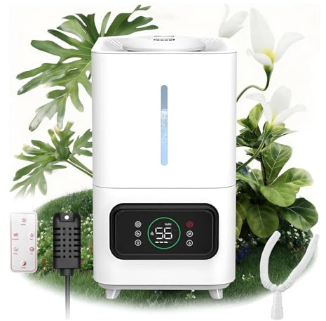 Umidificatore ad Ultrasuoni per Piante, Umidificatore Ambiente 6L con Regolatore di Umidità ad alta Precisione e Sonda Uscita Nebbia Umidità Regolabile per Tenda da Terra Impianto Interno
