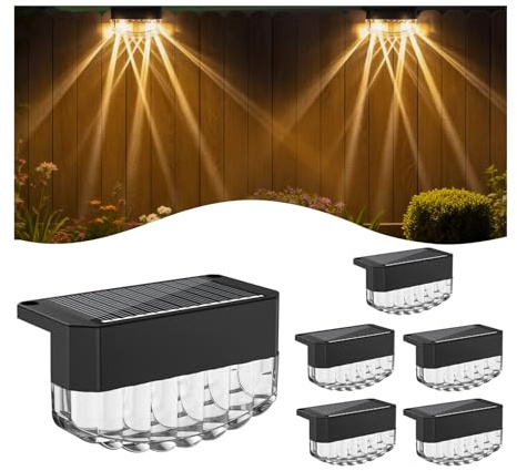 Lampada Solare Parete per Esterni,Confezione da 6 Luci Solari LED Impermeabili IP65 per Uso Esterno, Lampade Solari Bianche Calde Esterni,Decorazione del Terrazze, Balconi, Recinzioni, Giardino