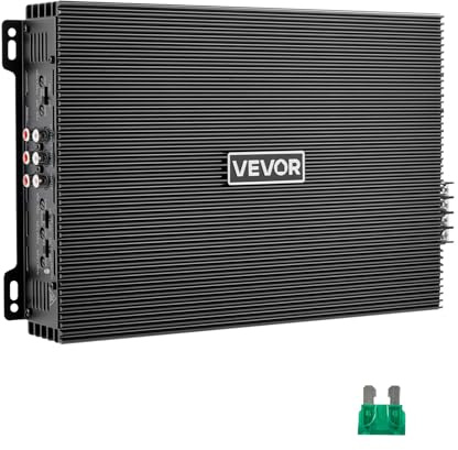 VEVOR Amplificatore Audio per Auto a 4 Canali di Potenza a Ponte Classe AB max. 4x200 W a 4 Ohm/4x400 W a 2Ohm, Amplificatore Audio Multicanale per SUP Pick-Up Tensione Nominale 14,4V CC