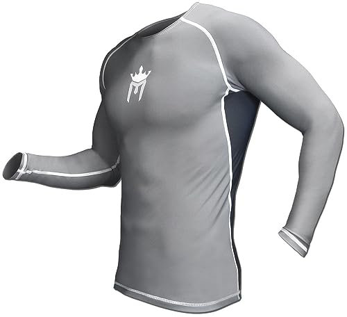 Meister Rush Rashguard-Premium-Shirt für MMA, BJJ & Tauchen, langärmlig, Herren Jungen damen, Charcoal Gray / Black, xxl