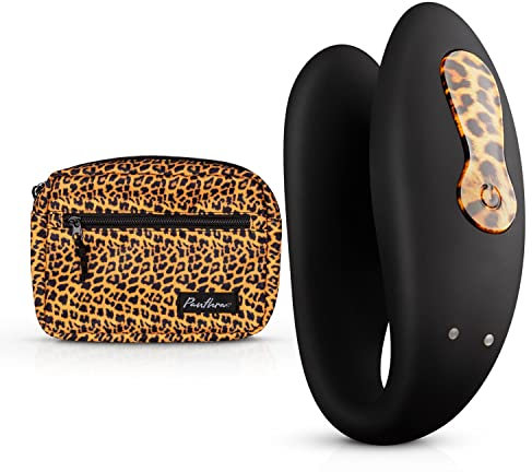 Panthra Couple Vibrateur Zuna - Le Vibrateur Parfait pour les Couples – Pour la Stimulation du Pénis, du Point G et du Clitoris – Vibromasseur Portable incl. Pack Fanny assorti - Imprimé Léopard
