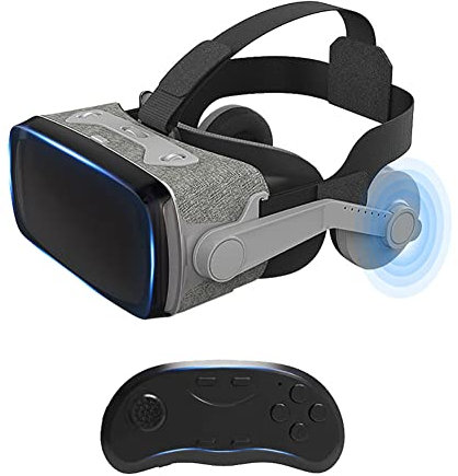 Allt-i-ett VR-headset, VR-headset med controller-headset, VR-glasögon för TV, filmer och videospel, kompatibelt med 4,7-6,1 tums mobiltelefoner