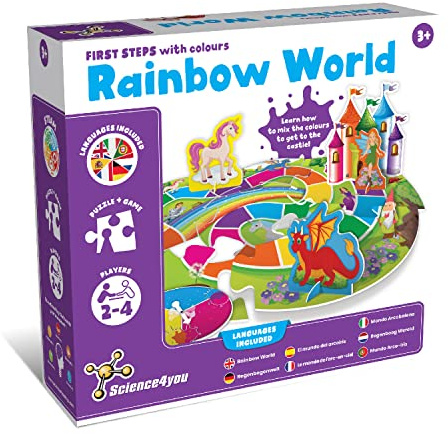 Science4you Premiers Pas Le Monde de l'arc-en-Ciel - Puzzle Éducatif pour Enfants 3+ Ans, Apprendre Les Couleurs, Jouet avec Fée et Licorne, Jeux de Sociéte, Cadeaux pour Garçon et Fille 3 4 5+ Ans