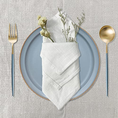 Tygservetter, 12-pack högkvalitativa vita servetter 40 x 40 cm, bordsdekoration servetter bröllop födelsedag, linneservetter återanvändbara fester middag café restaurang