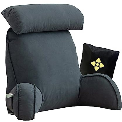 CCTSA Ergonomisches Bett Kissen Rückenkissen,Extragroßes Lesekissen mit Armlehnen und Abnehmbarem Nacken,Lesekissen für Bett und Sofa,Bettruhekissen zum Spielen,Lesen,Fernsehen,75cm x 40cm x 58cm
